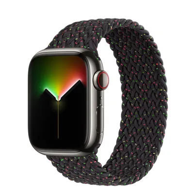 Apple Watch Series 9 GPS + Cellular, 41mm Graphite Stainless Steel Case with Black Unity Braided Solo Loop - Size 1
