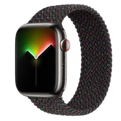 Apple Watch Series 9 GPS + Cellular, 45mm Graphite Stainless Steel Case with Black Unity Braided Solo Loop - Size 4