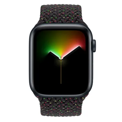Apple Watch SE GPS, 44mm Midnight Aluminum Case with Black Unity Braided Solo Loop - Size 4