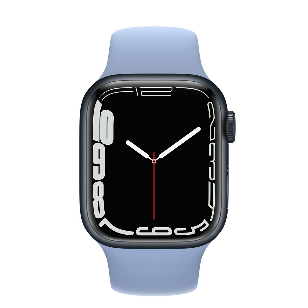 Apple Watch Series 7 GPS + Cellular, 41mm Midnight Aluminium Case with Blue Fog Sport Band - Regular
