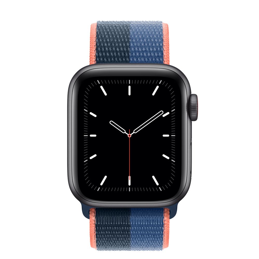Apple Watch SE GPS + Cellular, 40mm Space Gray Aluminum Case with Blue Jay/Abyss Blue Sport Loop