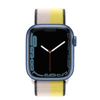 Apple Watch Series 7 GPS + Cellular, 41mm Blue Aluminium Case with Oat Milk/Lemon Zest Sport Loop