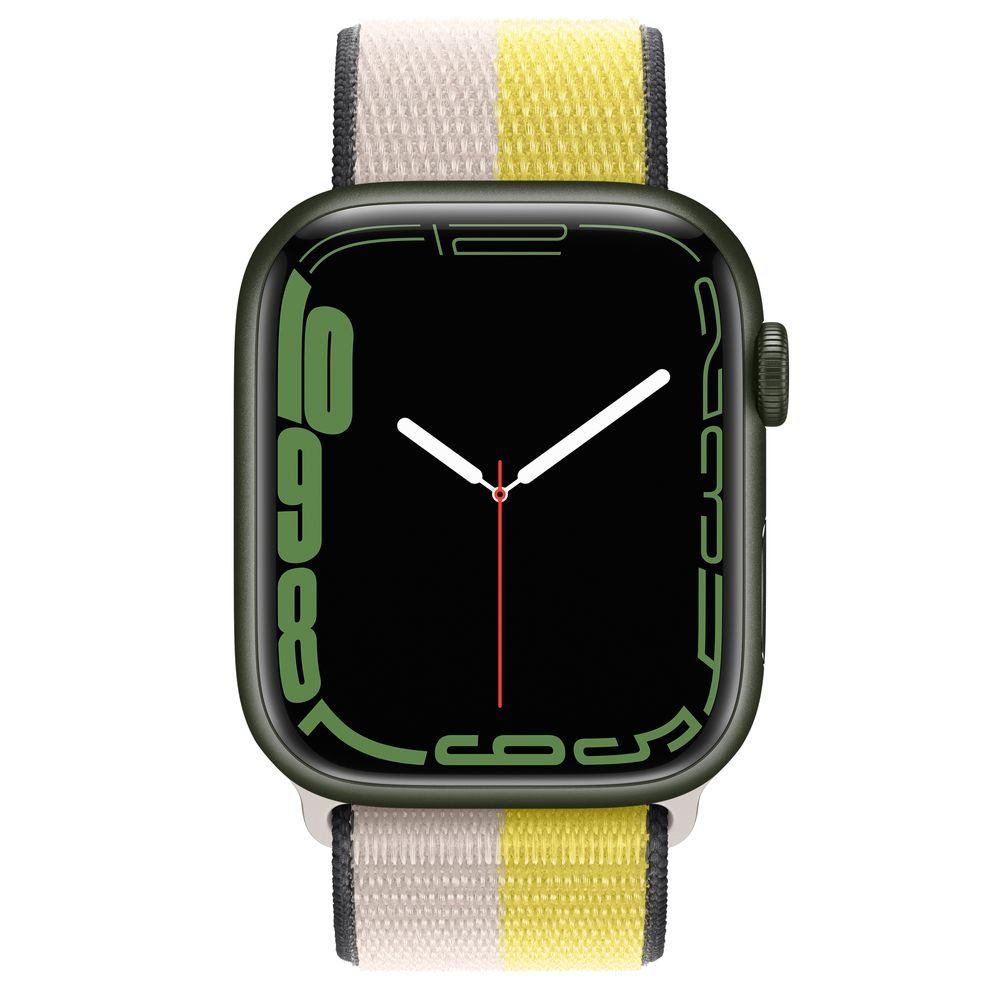 Apple Watch Series 7 GPS + Cellular, 45mm Green Aluminium Case with Oat Milk/Lemon Zest Sport Loop