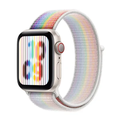 Apple Watch SE GPS + Cellular, 40mm Starlight Aluminum Case with Pride Edition Sport Loop