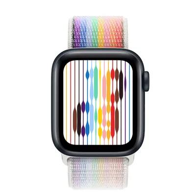 Apple Watch SE GPS, 40mm Midnight Aluminum Case with Pride Edition Sport Loop