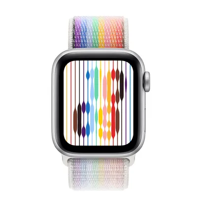 Apple Watch SE GPS, 40mm Silver Aluminum Case with Pride Edition Sport Loop