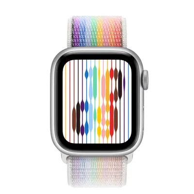 Apple Watch Series 8 GPS, 41mm Silver Aluminum Case with Pride Edition Sport Loop