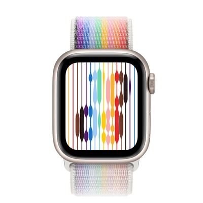 Apple Watch Series 8 GPS + Cellular, 41mm Starlight Aluminum Case with Pride Edition Sport Loop