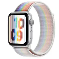 Apple Watch SE GPS, 44mm Silver Aluminium Case with Pride Edition Sport Loop