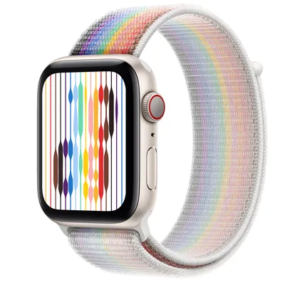 Apple Watch SE GPS + Cellular, 44mm Starlight Aluminum Case with Pride Edition Sport Loop