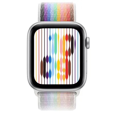 Apple Watch SE GPS + Cellular, 44mm Silver Aluminum Case with Pride Edition Sport Loop