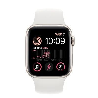 Apple Watch SE GPS, 40mm Starlight Aluminium Case with White Sport Band
