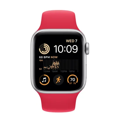 Apple Watch SE GPS + Cellular, 40mm Silver Aluminum Case with (PRODUCT)RED Sport Band - S/M