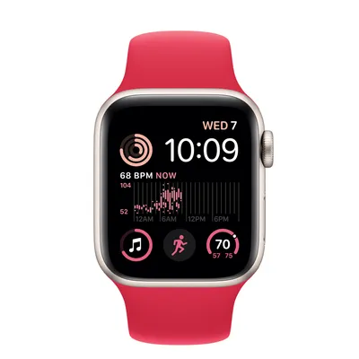 Apple Watch SE GPS, 40mm Starlight Aluminum Case with (PRODUCT)RED Sport Band - S/M