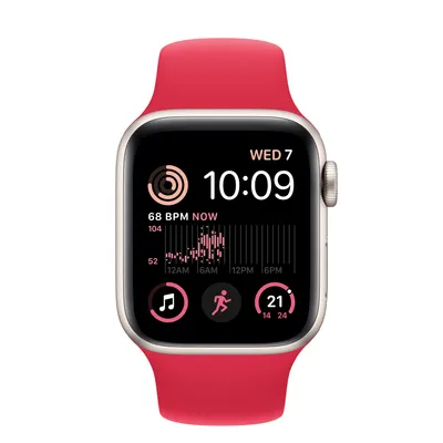 Apple Watch SE GPS, 40mm Starlight Aluminium Case with (PRODUCT)RED Sport Band