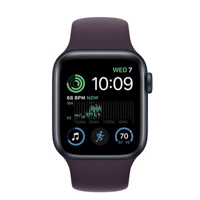 Apple Watch SE GPS + Cellular, 40mm Midnight Aluminum Case with Elderberry Sport Band - S/M