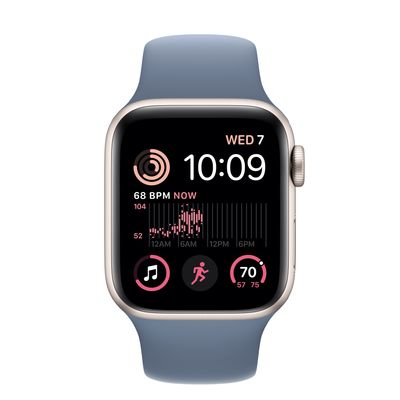 Apple Watch SE GPS + Cellular, 40mm Starlight Aluminum Case with Slate Blue Sport Band - S/M