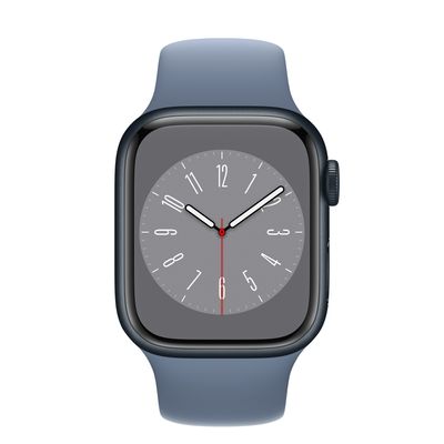 Apple Watch Series 8 GPS + Cellular, 41mm Midnight Aluminum Case with Slate Blue Sport Band - S/M