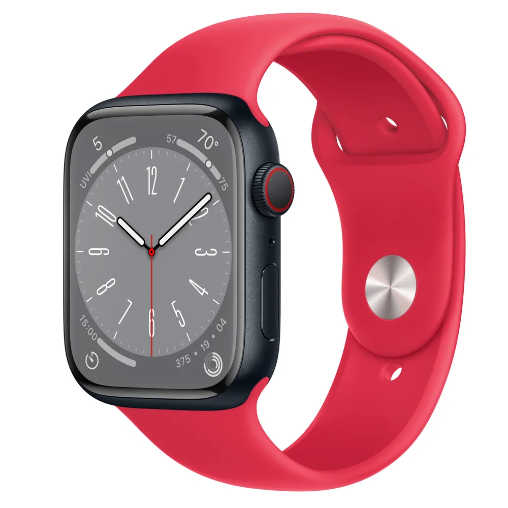 Thicken leder Automatisk Apple Watch Series 8 GPS + Cellular, 45mm Midnight Aluminum Case with ( PRODUCT)RED Sport Band - S/M | Bethesda Row