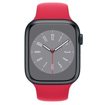 Apple Watch Series 8 GPS + Cellular, 45mm Midnight Aluminum Case with (PRODUCT)RED Sport Band - S/M