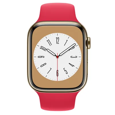 Apple Watch Series 8 GPS + Cellular, 45mm Gold Stainless Steel Case with (PRODUCT)RED Sport Band - S/M