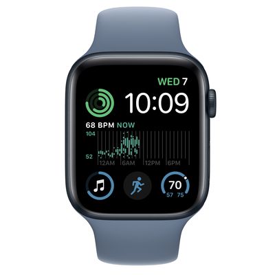 Apple Watch SE GPS + Cellular, 44mm Midnight Aluminum Case with Slate Blue Sport Band - S/M