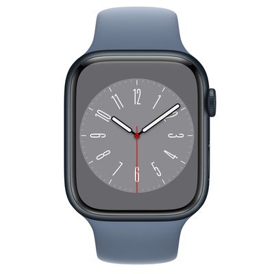 Apple Watch Series 8 GPS + Cellular, 45mm Midnight Aluminum Case with Slate Blue Sport Band - S/M