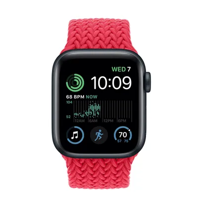 Apple Watch SE GPS + Cellular, 40mm Midnight Aluminum Case with (PRODUCT)RED Braided Solo Loop - Size 1