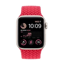 Apple Watch SE GPS, 40mm Starlight Aluminum Case with (PRODUCT)RED Braided Solo Loop - Size 1