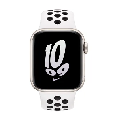 Apple Watch SE GPS + Cellular, 40mm Starlight Aluminum Case with Summit White/Black Nike Sport Band - S/M