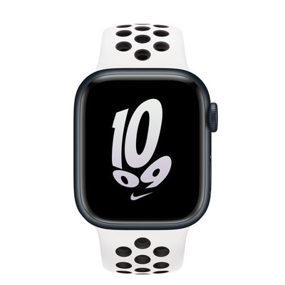 Apple Watch Series 8 GPS + Cellular, 41mm Midnight Aluminum Case with Summit White/Black Nike Sport Band - S/M