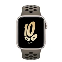 Apple Watch SE GPS, 40mm Starlight Aluminum Case with Olive Grey/Black Nike Sport Band - M/L