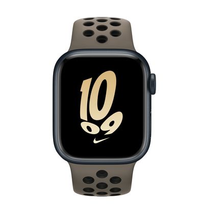 Apple Watch Series 8 GPS, 41mm Midnight Aluminum Case with Olive Grey/Black Nike Sport Band - S/M