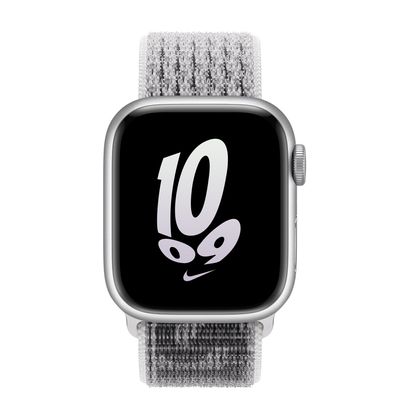 Apple Watch Series 8 GPS + Cellular, 41mm Silver Aluminum Case with Summit White/Black Nike Sport Loop