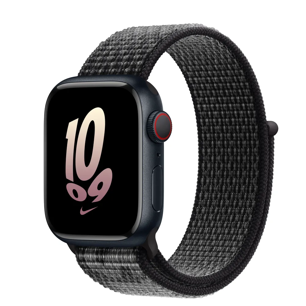 fuego Fusión Fuera de plazo Apple Watch Series 8 GPS + Cellular, 41mm Midnight Aluminum Case with  Black/Summit White Nike Sport Loop | Bridge Street Town Centre