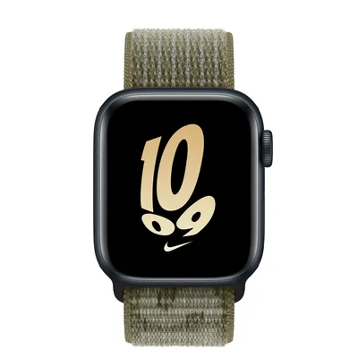 Apple Watch SE GPS, 40mm Midnight Aluminum Case with Sequoia/Pure Platinum Nike Sport Loop