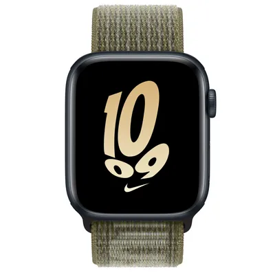 Apple Watch SE GPS + Cellular, 44mm Midnight Aluminum Case with Sequoia/Pure Platinum Nike Sport Loop
