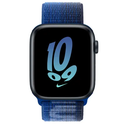 Apple Watch SE GPS + Cellular, 44mm Midnight Aluminum Case with Game Royal/Midnight Navy Nike Sport Loop