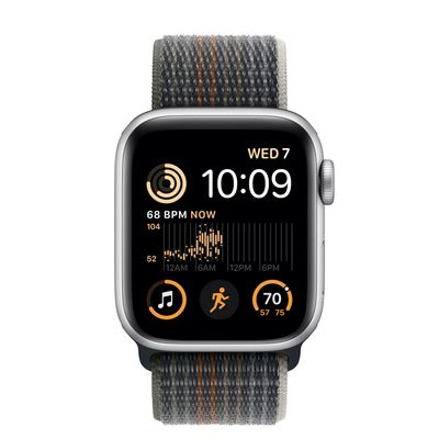 Apple Watch SE GPS + Cellular, 40mm Silver Aluminum Case with Midnight Sport Loop