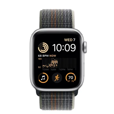 Apple Watch SE GPS, 40mm Silver Aluminum Case with Midnight Sport Loop