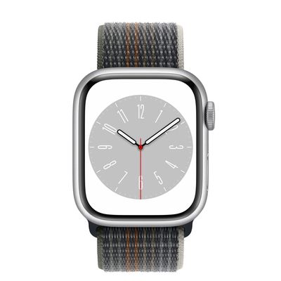 Apple Watch Series 8 GPS + Cellular, 41mm Silver Aluminum Case with Midnight Sport Loop