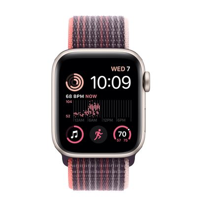 Apple Watch SE GPS, 40mm Starlight Aluminum Case with Elderberry Sport Loop