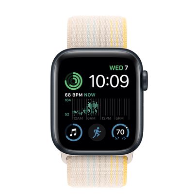 Apple Watch SE GPS + Cellular, 40mm Midnight Aluminum Case with Starlight Sport Loop