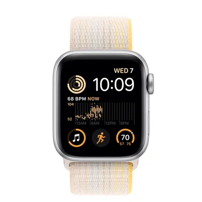 Apple Watch SE GPS, 40mm Silver Aluminum Case with Starlight Sport Loop