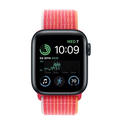 Apple Watch SE GPS, 40mm Midnight Aluminum Case with (PRODUCT)RED Sport Loop