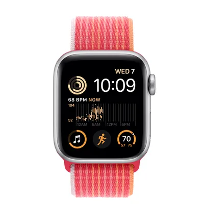 Apple Watch SE GPS + Cellular, 40mm Silver Aluminum Case with (PRODUCT)RED Sport Loop