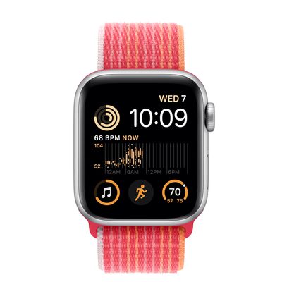 Apple Watch SE GPS + Cellular, 40mm Silver Aluminum Case with (PRODUCT)RED Sport Loop