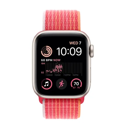 Apple Watch SE GPS, 40mm Starlight Aluminum Case with (PRODUCT)RED Sport Loop