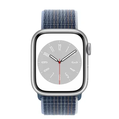 Apple Watch Series 8 GPS, 41mm Silver Aluminum Case with Storm Blue Sport Loop