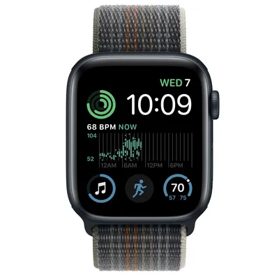 Apple Watch SE GPS, 44mm Midnight Aluminum Case with Midnight Sport Loop